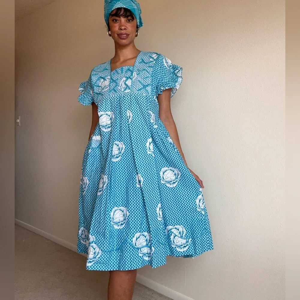 Blue Floral Women's Dress - Picture 2 of 8